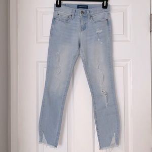 Distressed crop jeans